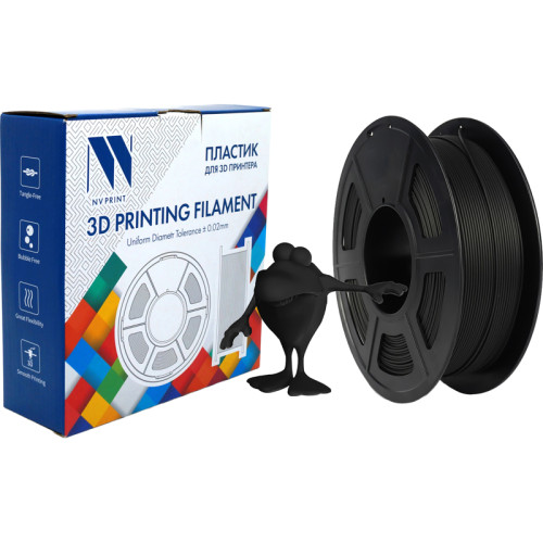-/ Филамент NVPRINT PLA Matte Black для 3D печати диаметр 1.75мм  длина 330 метров  масса 1 кг