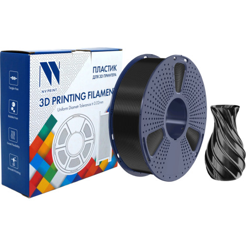 -/ Филамент NVPRINT TPU Silk Black для 3D печати диаметр 1.75мм  длина 330 метров  масса 1 кг