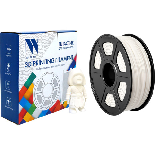 -/ Филамент NVPRINT ABS White для 3D печати диаметр 1.75мм  длина 330 метров  масса 1 кг