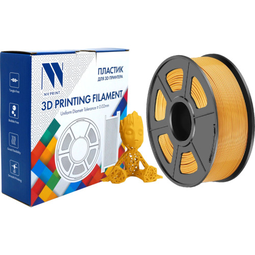 -/ Филамент NVPRINT PLA Gold для 3D печати диаметр 1.75мм  длина 330 метров  масса 1 кг