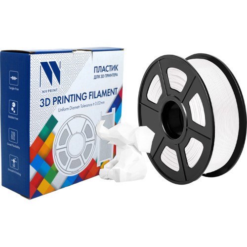 -/ Филамент NVPRINT PLA+ White для 3D печати диаметр 1.75мм  длина 330 метров  масса 1 кг