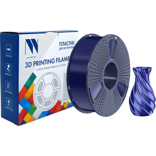 -/ Филамент NVPRINT TPU Silk Dark Blue для 3D печати диаметр 1.75мм  длина 330 метров  масса 1 кг