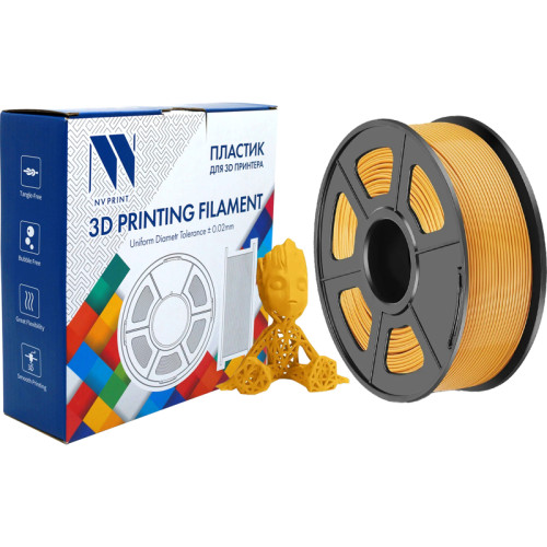 -/ Филамент NVPRINT PLA+  Gold для 3D печати диаметр 1.75мм  длина 330 метров  масса 1 кг