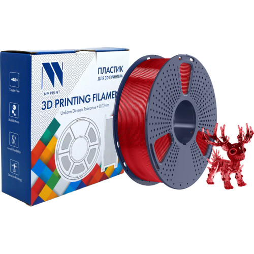 -/ Филамент NVPRINT PLA+ Trasparent Red для 3D печати диаметр 1.75мм  длина 330 метров  масса 1 кг