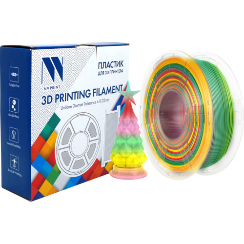 -/ Филамент NVPRINT PLA Rainbow 01 для 3D печати диаметр 1.75мм  длина 330 метров  масса 1 кг