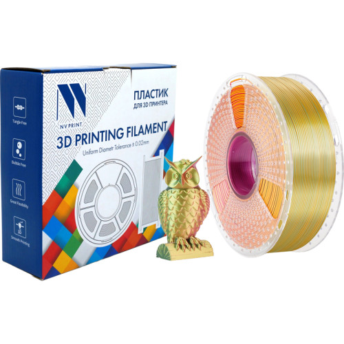 -/ Филамент NVPRINT Silk PLA+  Red/Yellow/Green  для 3D печати диаметр 1.75мм  длина 330 метров  масса 1 кг