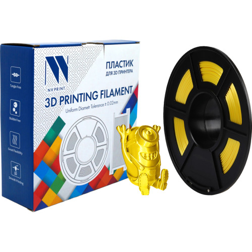 -/ Филамент NVPRINT Silk PLA+ Yellow для 3D печати диаметр 1.75мм  длина 330 метров  масса 1 кг