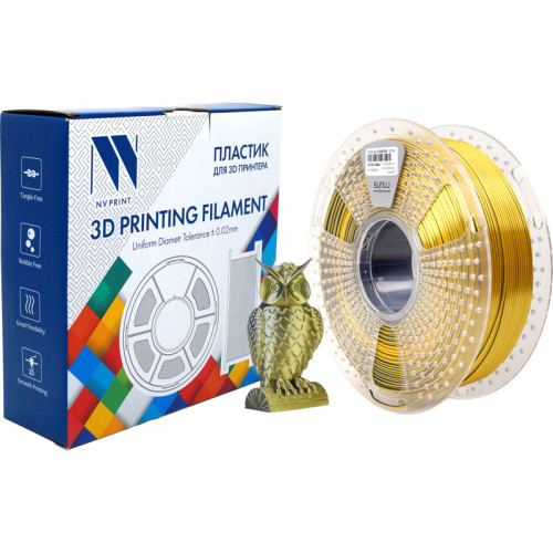 -/ Филамент NVPRINT Silk PLA+  Black/Gold   для 3D печати диаметр 1.75мм  длина 330 метров  масса 1 кг