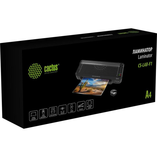 Ламинатор Cactus CS-LAB-F1 черный A4 (70-125мкм) 25см/мин (2вал.) хол.лам. лам.фото