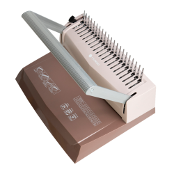 Переплетчик ГЕЛЕОС БП-16 коричневый на пластиковую пружину, А4, ручная перфорация 16 листов, переплет макс до 500 л., глубина перфорации 2-3-4-5 мм