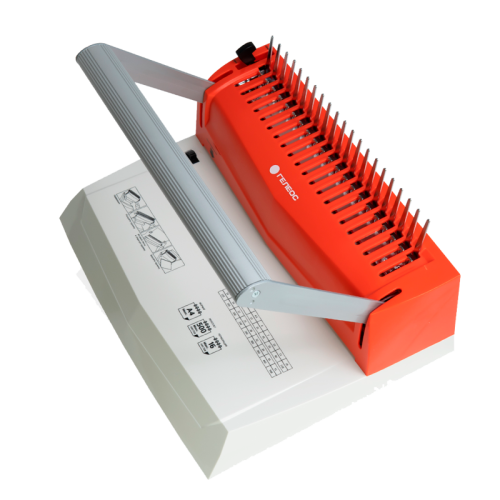 Переплетчик ГЕЛЕОС БП-16 бело-красный на пластиковую пружину, А4, ручная перфорация 16 листов, переплет макс до 500 л., глубина перфорации 2-3-4-5 мм