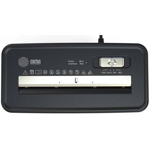 Шредер Cactus CS-SH-P2 черный (секр.Р-2) ленты 6лист. 10лтр. скобы пл.карты