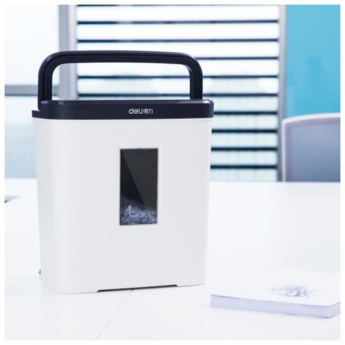 Шредер Deli E9939 (секр.P-4) фрагменты 5 лист. 12 л, скобы