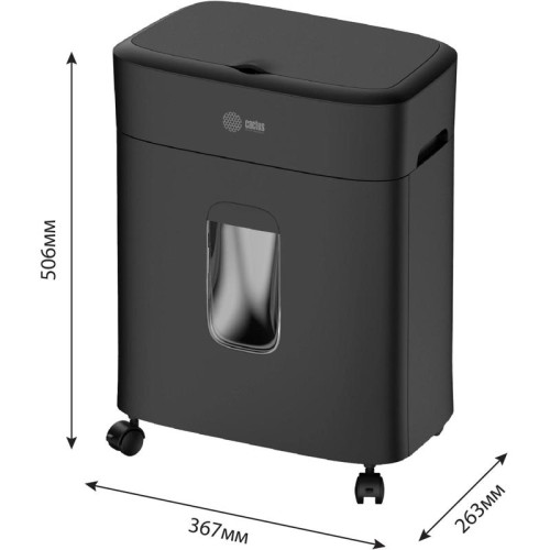 Шредер Cactus CS-SH-D4 черный с автоподачей (секр.P-5) фрагменты 60лист. 15лтр. скрепки скобы пл.карты