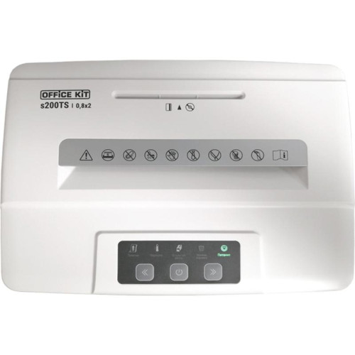 Шредер Office Kit S200TSCD 0,8x2 (секр.P-7) фрагменты 6 лист. 25 л, скобы/пл.карты/CD
