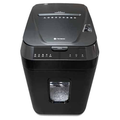 Уничтожитель документов ГЕЛЕОС АП40-4, DIN P-4 (4 ур-нь секр.), фрагмент 3,9х12мм, АВТОПОДАЧА 180 лист  (70г/м2), пл.карты/скрепки/скобы, 37 литров