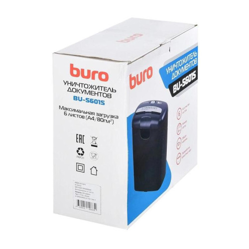 Шредер Buro Home BU-S601S (секр.Р-1) ленты 6 лист. 10 л, пл.карты