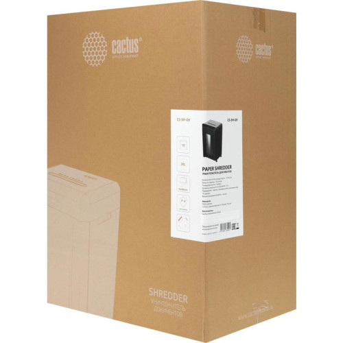 Шредер Cactus CS-SH-G9 черный (секр.P-4) фрагменты 18лист. 30лтр. скрепки скобы пл.карты CD