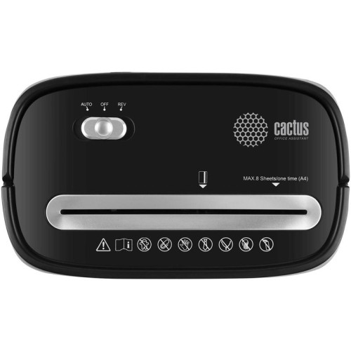 Шредер Cactus CS-SH-P4 черный (секр.P-4) фрагменты 8лист. 15лтр. скрепки скобы пл.карты