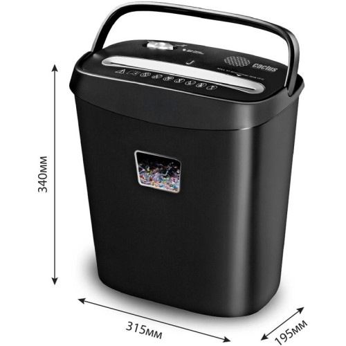 Шредер Cactus CS-SH-P4 черный (секр.P-4) фрагменты 8лист. 15лтр. скрепки скобы пл.карты