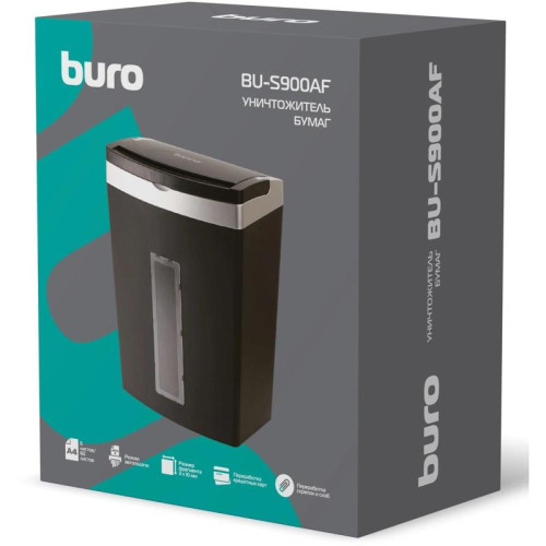 Шредер Buro Office BU-S900AF с автоподачей (секр.P-5) фрагменты 60 лист. 21 л, скрепки/скобы/пл.карты