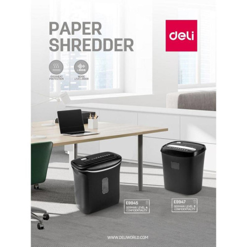 Шредер Deli Shred capacity: 8 sheets (A4 80g);