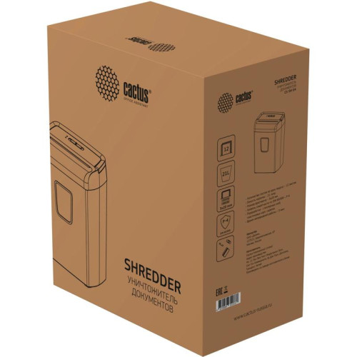 Шредер Cactus CS-SH-E4 (секр.P-4) фрагменты 12лист. 21лтр. скрепки скобы пл.карты