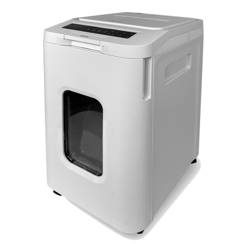 Уничтожитель документов ГЕЛЕОС АП55-5, DIN P-5 (5 ур-нь секр.), фрагмент 1,9х12мм, АВТОПОДАЧА 400 лист  (70г/м2), пл.карты/скрепки/скобы, 55 литров