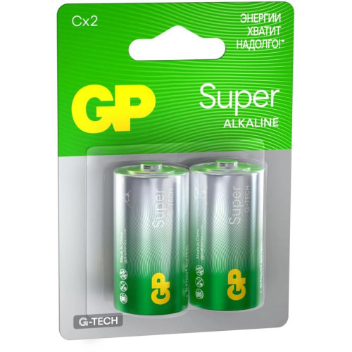 Батарея GP Super G-Tech Alkaline 14A LR14 C (2шт) блистер