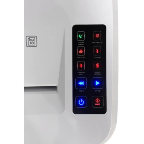 Шредер Office Kit S225 1,9х12 белый (секр.P-5) фрагменты 18лист. 35лтр. скобы пл.карты CD