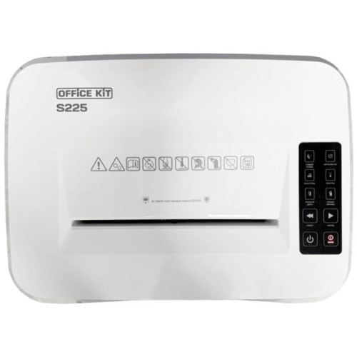 Шредер Office Kit S225 1,9х12 белый (секр.P-5) фрагменты 18лист. 35лтр. скобы пл.карты CD