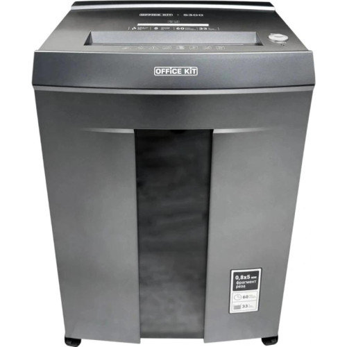 Шредер Office Kit S300 0,8x5 черный (секр.P-7) фрагменты 8лист. 33лтр. пл.карты CD Шредер Office Kit S300 0,8x5 черный (секр.P-7) фрагменты 8лист. 33лтр. пл.карты CD