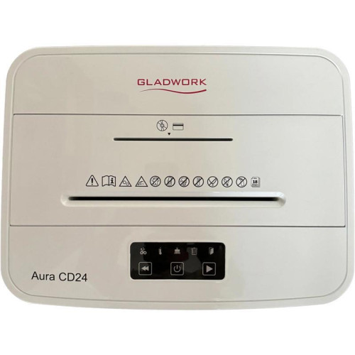 Шредер Gladwork Aura CD24 серый (секр.P-4) фрагменты 24лист. 25лтр. скрепки скобы пл.карты CD