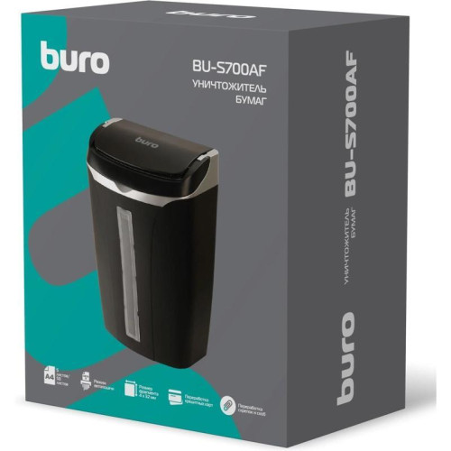 Шредер Buro Home BU-S700AF с автоподачей (секр.P-4) фрагменты 50 лист. 14 л, пл.карты