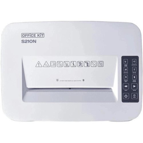 Шредер Office Kit S210N 3,9x38 белый (секр.P-4) фрагменты 16лист. 35лтр. скрепки скобы пл.карты CD