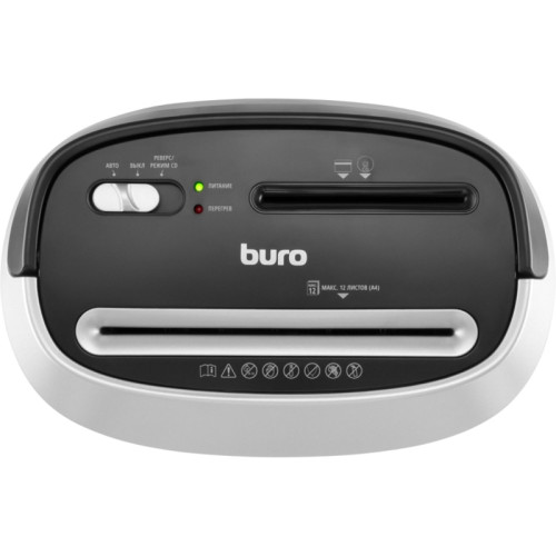 Шредер Buro Office BU-S1201 черный/серебристый с автоподачей (секр.P-3) фрагменты 12лист. 25лтр. скрепки скобы пл.карты CD