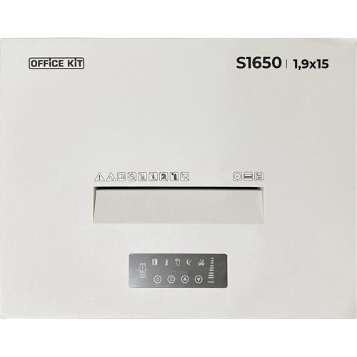 Шредер Office Kit S1650 1,9х15 (секр.P-5) фрагменты 30 лист. 165 л, скобы/пл.карты/CD Шредер Office Kit S1650 1,9х15 (секр.P-5) фрагменты 30 лист. 165 л, скобы/пл.карты/CD