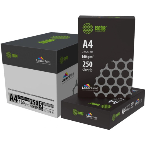 Бумага Cactus CS-LPA4160250 A4/160г/м2/250л./белый CIE170% для лазерной печати