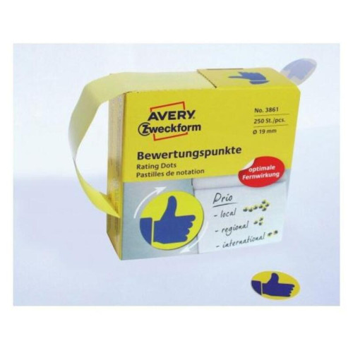 Этикетки Avery Zweckform 3861 250шт на листе диаметр 19мм/70г/м2/желтый самоклей. универсальная Этикетки Avery Zweckform 3861 250шт на листе диаметр 19мм/70г/м2/желтый самоклей. универсальная