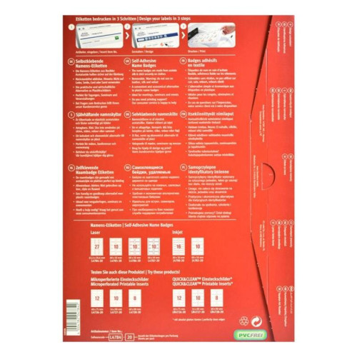 Этикетки Avery Zweckform L4784-20 29.6x63.5мм 27шт на листе/120г/м2/20л./белый ацетатный шелк самоклей. для лазерной печати