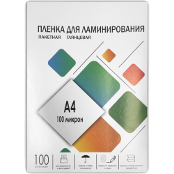 Пленка 216х303 (100 мик) 100 шт./ Пленка для ламинирования A4, 216х303 (100 мкм) глянцевая 100шт, ГЕЛЕОС [LPA4-100]