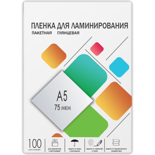 Пленка 154х216 (75мик) 100 шт./ Пленка для ламинирования A5, 154х216 (75 мкм) глянцевая 100шт, ГЕЛЕОС [LPA5-75]