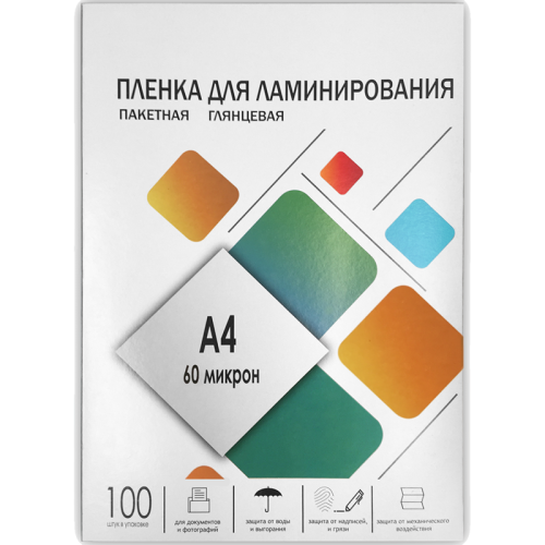 Пленка 216х303 (60 мик) 100 шт./ Пленка для ламинирования A4, 216х303 (60 мкм) глянцевая 100шт, ГЕЛЕОС [LPA4-60]