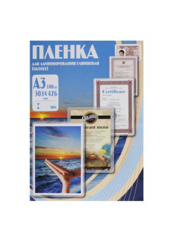 Пленка для ламинирования Office Kit 80мкм A3 (100шт) глянцевая 303x426мм PLP10330