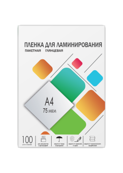 Пленка 216х303 (75 мик) 100 шт./ Пленка для ламинирования A4, 216х303 (75 мкм) глянцевая 100шт, ГЕЛЕОС [LPA4-75]