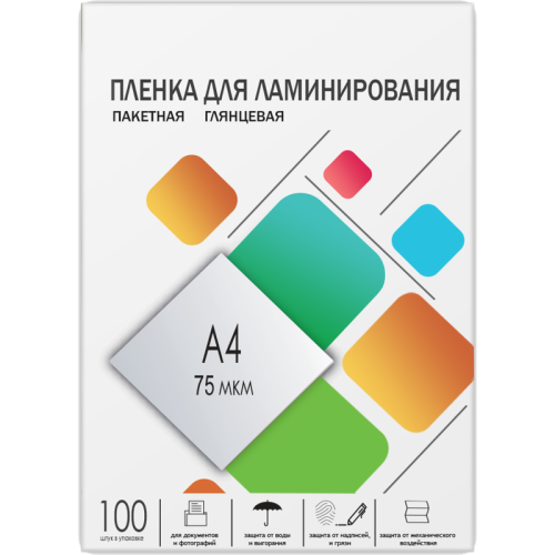 Пленка 216х303 (75 мик) 100 шт./ Пленка для ламинирования A4, 216х303 (75 мкм) глянцевая 100шт, ГЕЛЕОС [LPA4-75]
