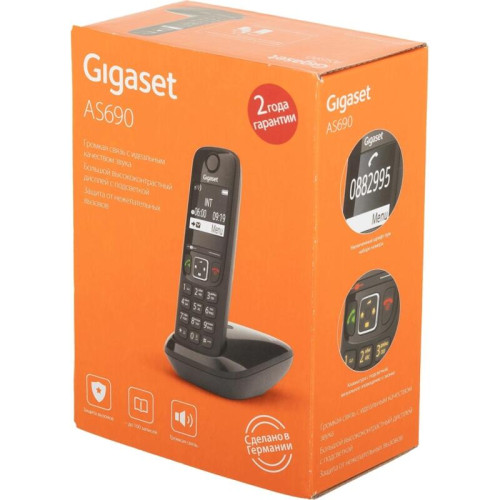 Р/Телефон Dect Gigaset AS690 SYS черный АОН