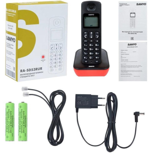 Р/Телефон Dect Sanyo RA-SD53RUR красный/черный АОН