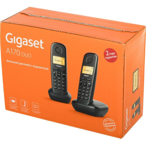 Р/Телефон Dect Gigaset A170 DUO черный (труб. в компл.:2шт) АОН