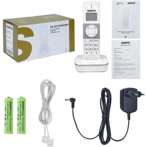 Р/Телефон Dect Sanyo RA-SD1102RUWH белый/серебристый АОН